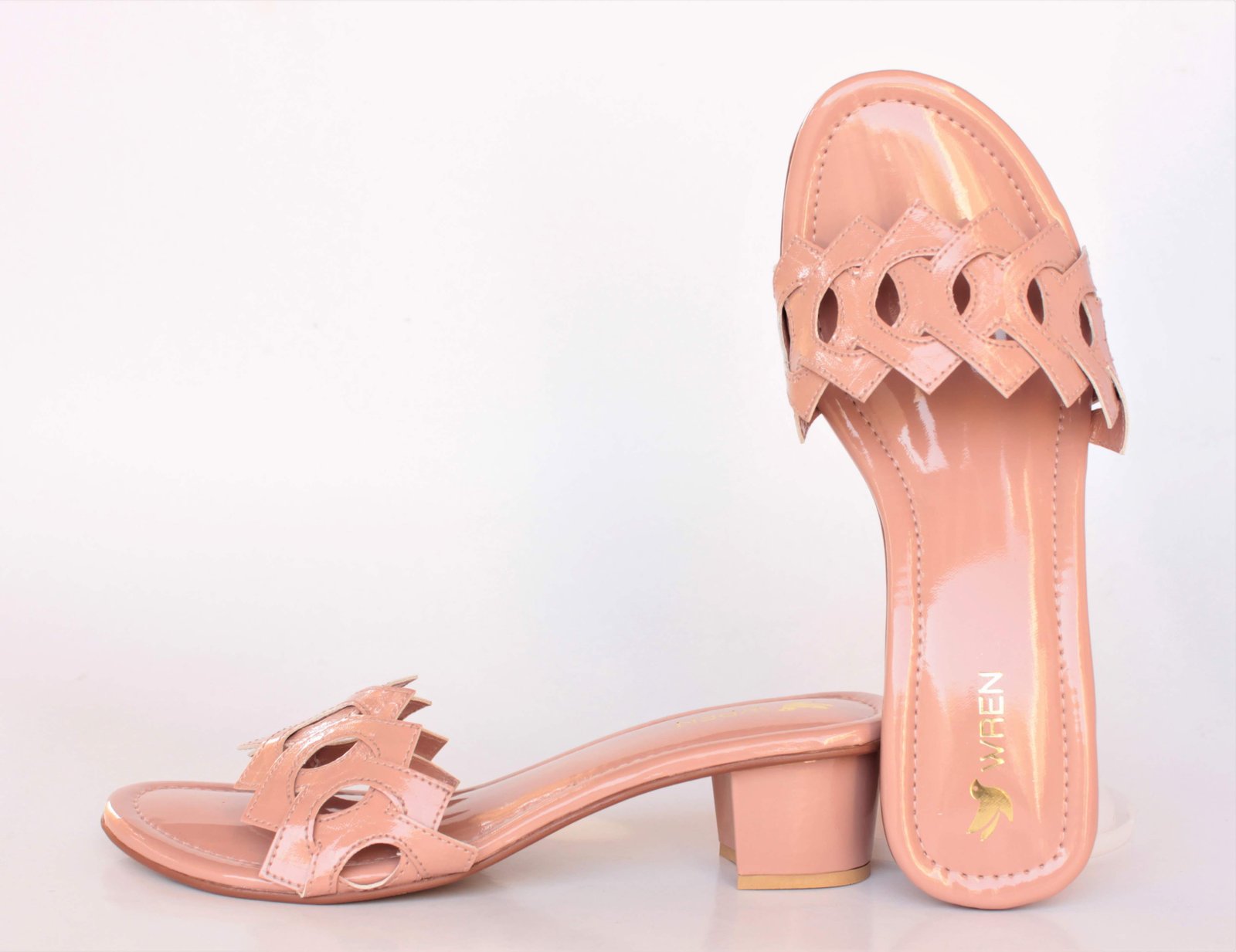 Diamond Block Heels – Peach