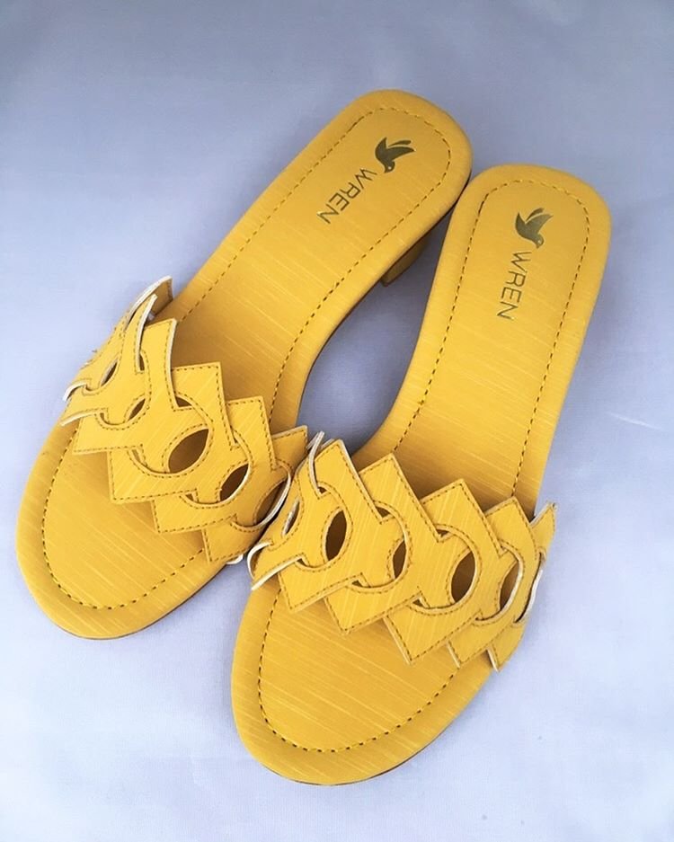 Diamond Block Heels – Yellow